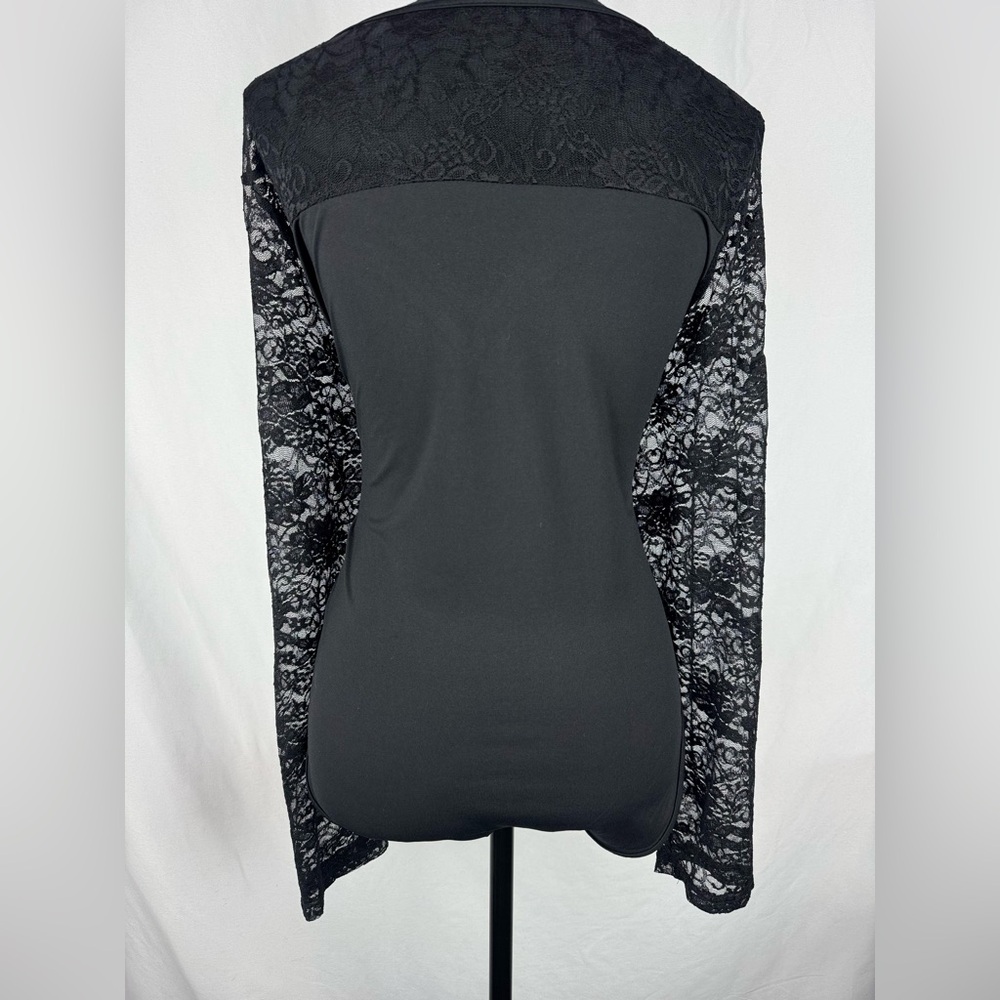 Temu Black Lace Sleeved Bodysuit - Picture 4 of 5